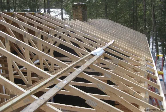 Roof frame on addition to house