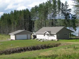 house and garage from a distance