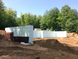 basement poured concrete walls view from top