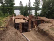 basement poured concrete walls view from side